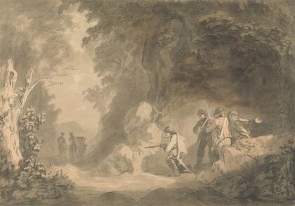 Continental Scene – Brigands in Ambush Awaiting a Coach