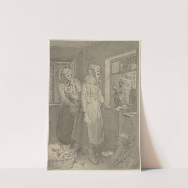 Conversation through the window (1838) by Jakob Becker