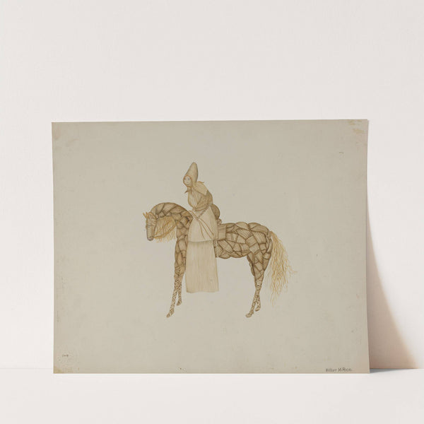 Corn Husk Doll on Horse by Wilbur M Rice