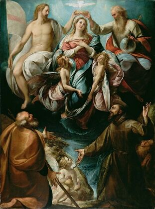 Coronation Of The Virgin With Saints Joseph And Francis Of Assisi