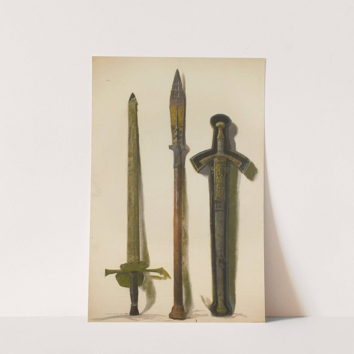 Coronation sword of Augustus III, the lance of St. Maurice and the sword of Sigismund Augustus (1907) by Leon Wyczółkowski