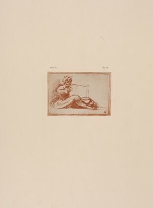 Correggio – Drawing of reclining figure holding book