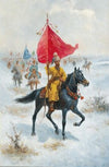 Cossacks on Horseback Bearing a Standard in a Winter Landscape