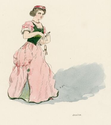 Costumes for Merchant of Venice, Merry wives of Windsor, and Twelfth night Pl.07 (19th Century)