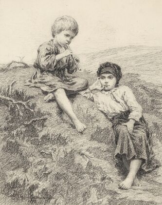 Country Children. Drawing for the Painting ‘The Idyll’ (1882)
