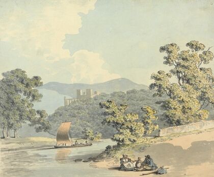 Country Folk with a Child, Beside a River