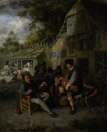 Country Inn with Hurdy-Gurdy Player (1681)