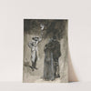 Couple confronted in street by man holding torch by Edwin Austin Abbey