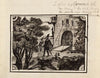 Couple en costumes du Moyen Age sortant d’un château avec pont-levis