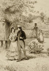 Couple walking in a garden