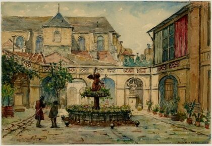 Cour intérieure de l’Hôtel Hesselin, 24 quai de Béthune (1914)