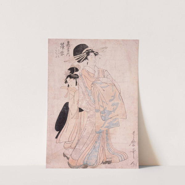 Courtesan Shinowara of Tsuruya, kamuro Wakaba and Chieda (circa 1804) by Kitagawa Utamaro