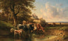 Cows near a Watering Place, in the Background a Castle (1889)
