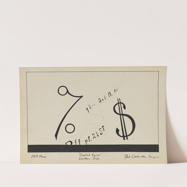 Created Equal: Sketch no. 12, Lantern Slide (Ticker Tape and Financial Symbols) (1934-1943) by Paul Cadorette