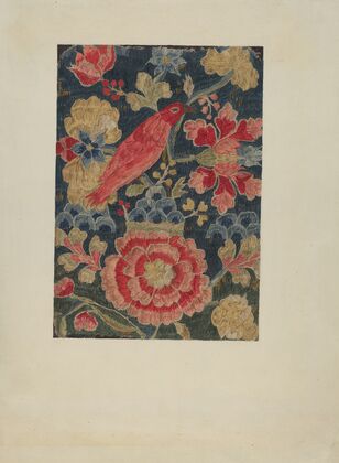 Crewel Embroidered Panel