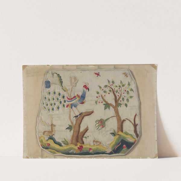 Crewel Embroidery Chair Seat by Eleanor Cunningham