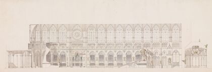 Cross Section of the Nave of Reims Cathedral, decorated for the Coronation of King Louis XVIII