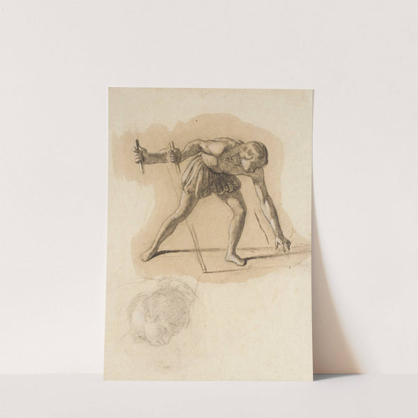 Crouching Male Figure Holding Staff by John Vanderlyn