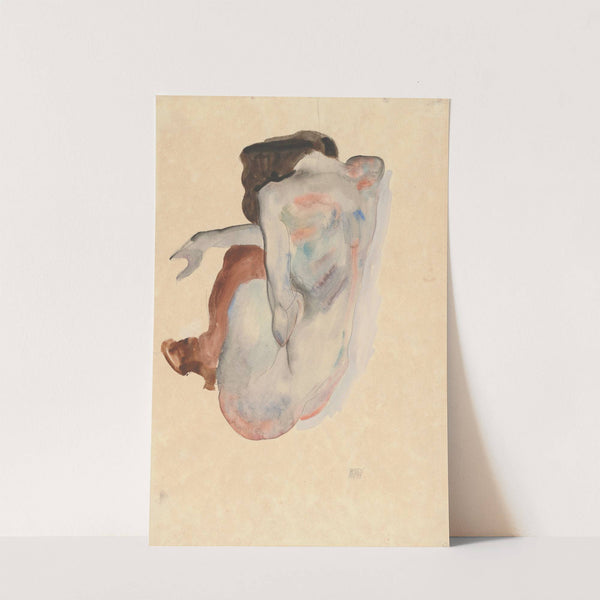 Crouching Nude in Shoes and Black Stockings, Back View (1912) by Egon Schiele