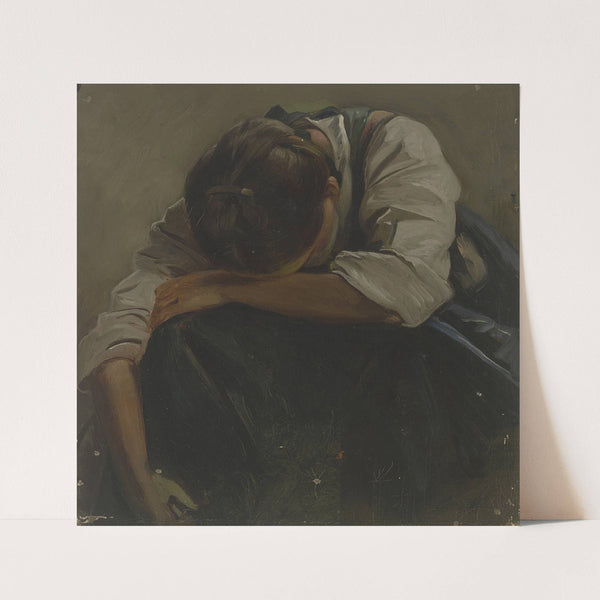 Crying peasant girl by Jakob Becker