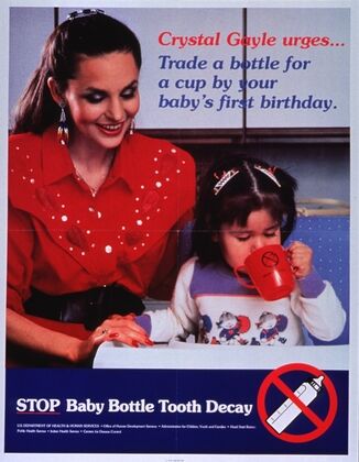 Crystal Gayle urges..trade a bottle for a cup by your baby’s first birthday (1988) — size preview