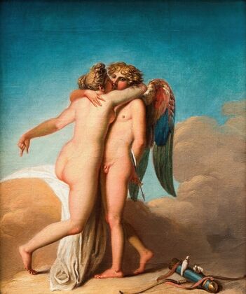 Cupid and Psyche embrace each other