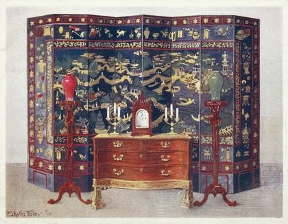 Curved commode table–Chippendale under French influence — size preview