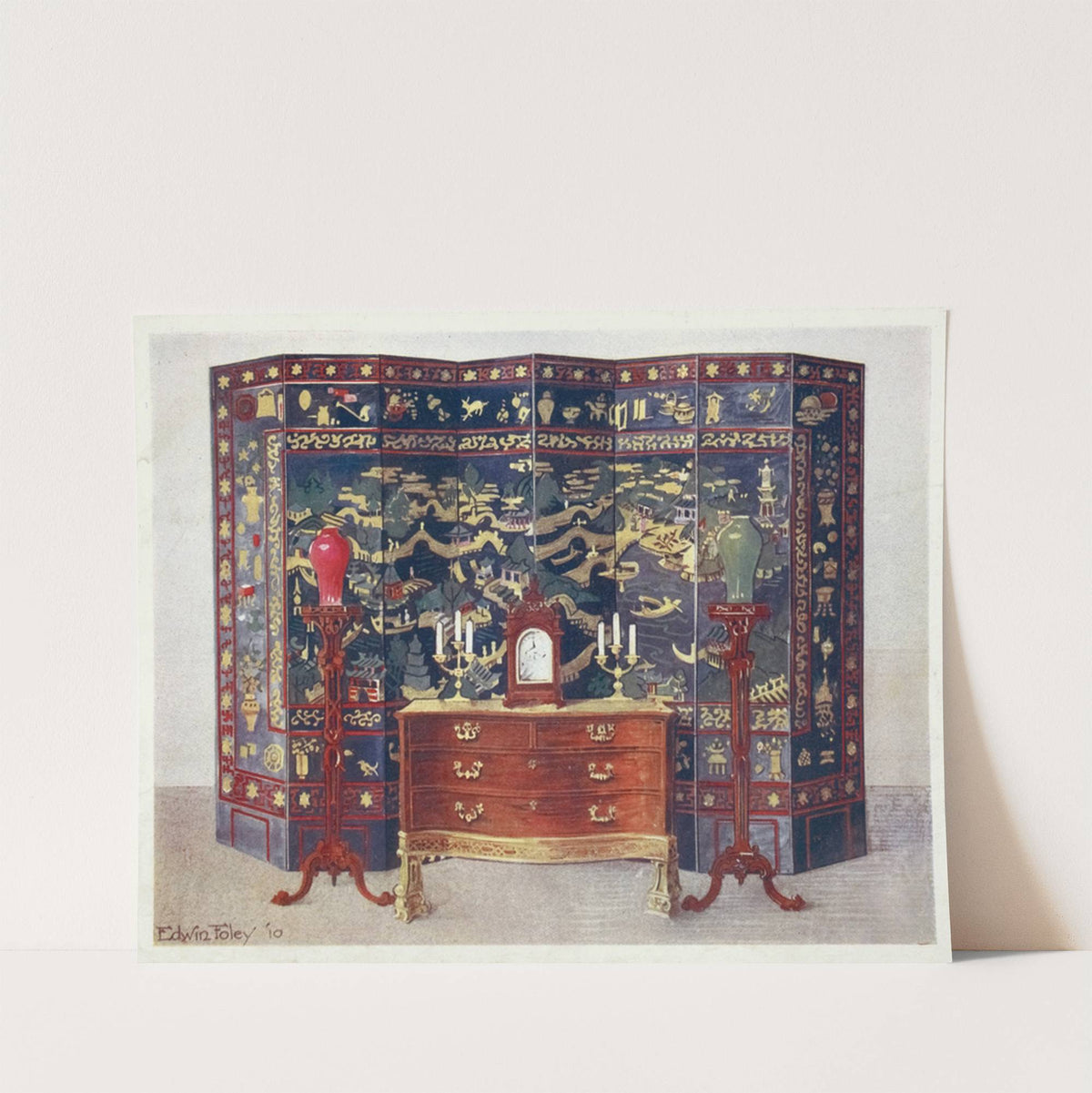 Curved commode table-Chippendale under French influence by Edwin Foley