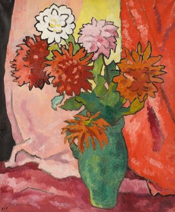 Dahlias, cruche verte — size preview