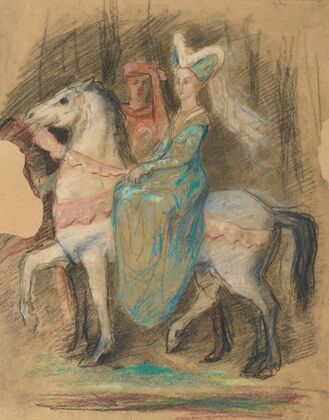Dame Du Moyen Age À Cheval