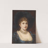 Dame in blauem Kleid mit Hut by Anton Ebert