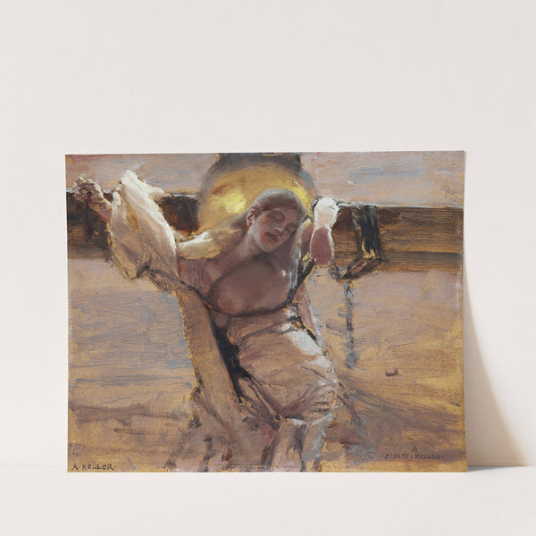 Dame in feiner Garderobe mit Hund by Albert von Keller