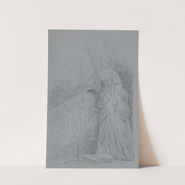 Dame in ganzer Figur auf einer Freitreppe by Angelica Kauffmann