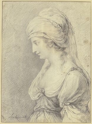 Dame mit turbanartiger Kopfbedeckung im Profil nach links (ZÃ©mire aus ‘ZÃ©mire et Azor’)