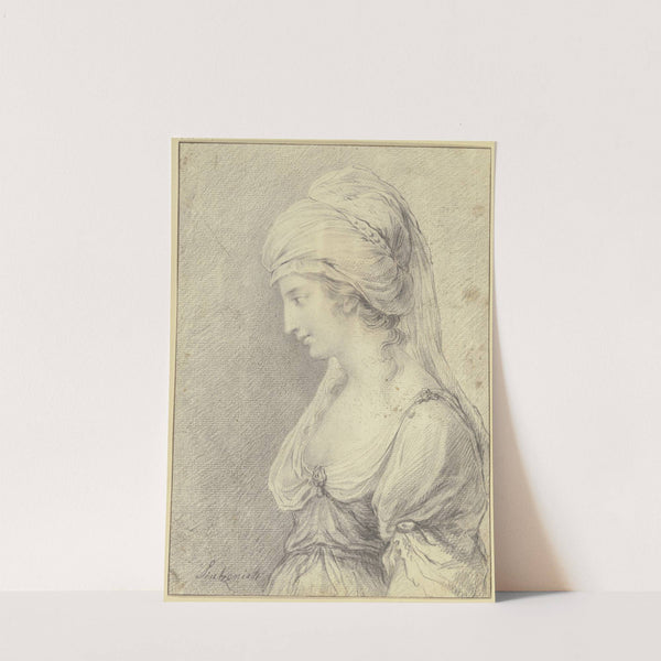 Dame mit turbanartiger Kopfbedeckung im Profil nach links (Zémire aus 'Zémire et Azor') by Heinrich Sintzenich