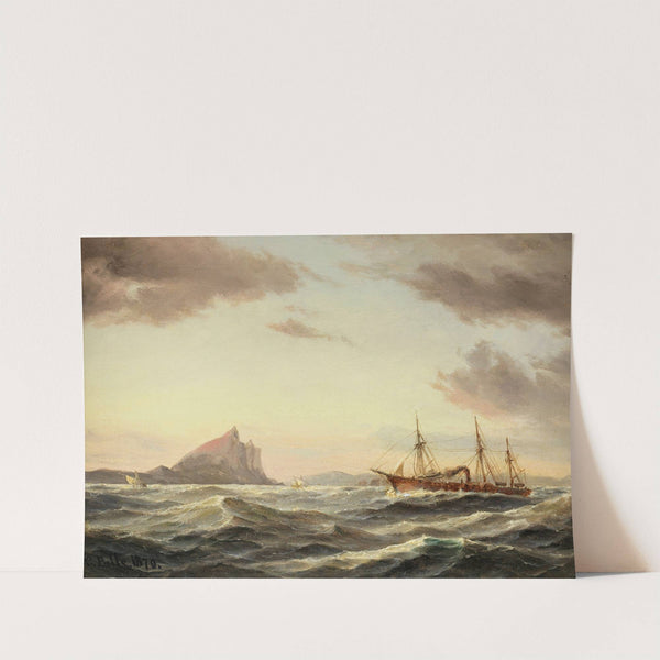 Dampfschiff vor dem Fels von Gibraltar by Carl Bille