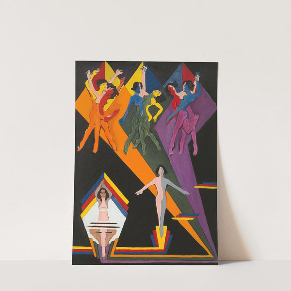 dancing girls in colourful rays (1932 - 1937) by Ernst Ludwig Kirchner