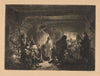 Religious gathering in rustic church