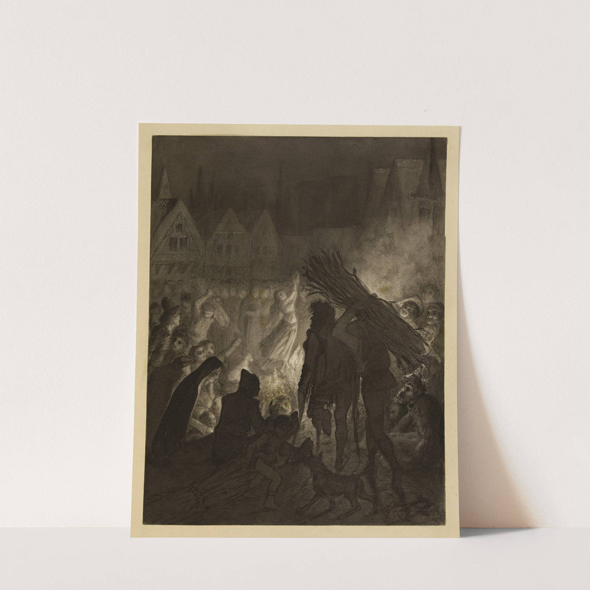 Dans un vaste espace laissé libre entre la foule et le feu, une jeune fille dansait. (1868) by Victor Masson
