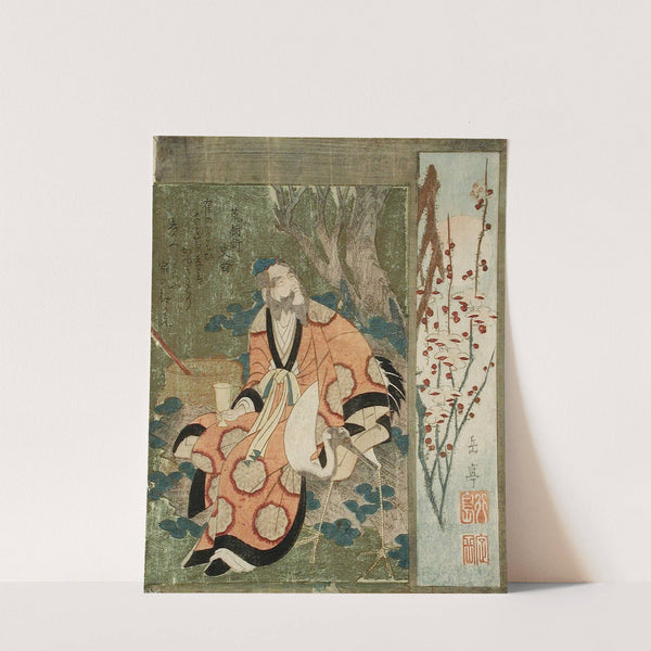 Daoist Immortal Rin Nasei and a Crane by Yashima Gakutei