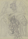 Das Jesuskind mit Kreuz und dem Lamm, von zwei Engeln und zwei Heiligen verehrt, darunter der Erzengel Michael, Satan stürzend