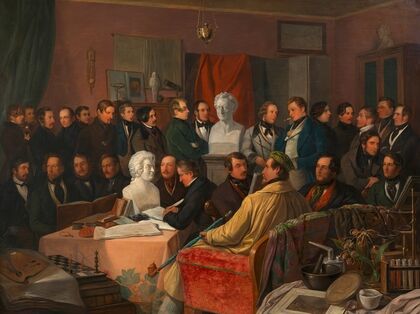 Das Treffen der KÃ¼nstler- und Gelehrtengesellschaft ‘Concordia’ im Atelier des Malers Anton Ritter von Perger
