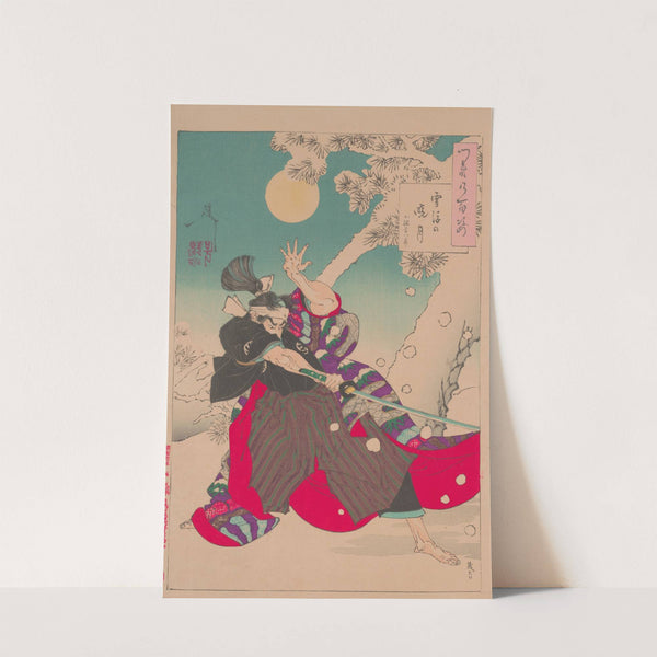 Dawn moon and tumbling snow (Seppu no gyogetsu) by Tsukioka Yoshitoshi