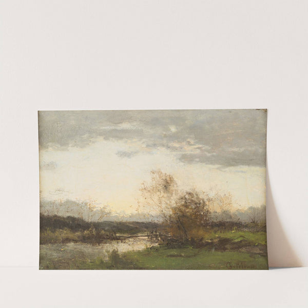 Dawn over river by Léon-Germain Pelouse