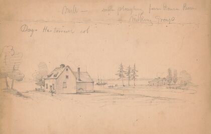 Days historical col. Mill – men ploughing farm house barn – milking group. (1840-1870)