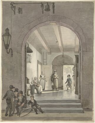 De ingang van het Diaconie- en bestedelingenhuis der Evangelisch Lutherse Gemeente op de Nieuwe Keizersgracht