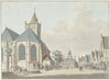 De markt te Vlaardingen met de kerk en het stadhuis
