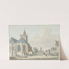 De markt te Vlaardingen met de kerk en het stadhuis by Pieter Jan van Liender