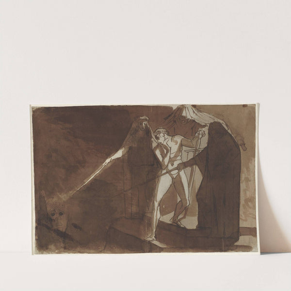 De tre hekse viser Macbeth det hjelmklædte hoved by Johann Heinrich Füssli