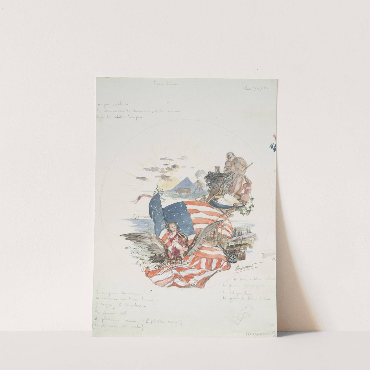 Décor de plat (Le vieux monde et la jeune Amérique). (1866 - 1878) by Félix Bracquemond